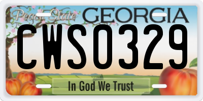 GA license plate CWS0329