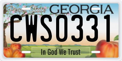 GA license plate CWS0331