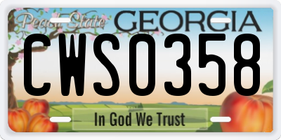 GA license plate CWS0358