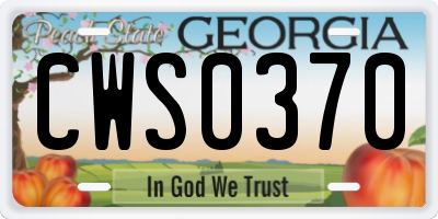 GA license plate CWS0370