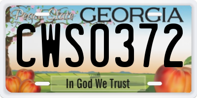 GA license plate CWS0372