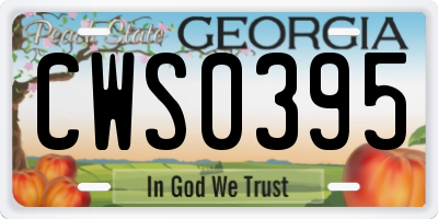 GA license plate CWS0395