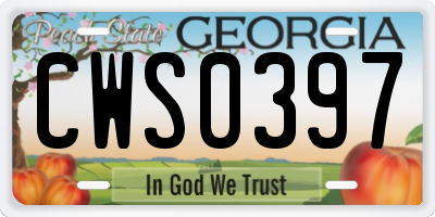 GA license plate CWS0397