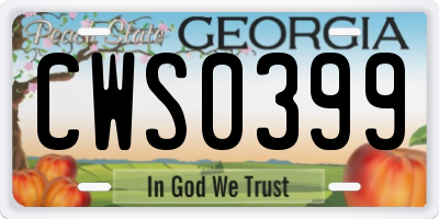 GA license plate CWS0399