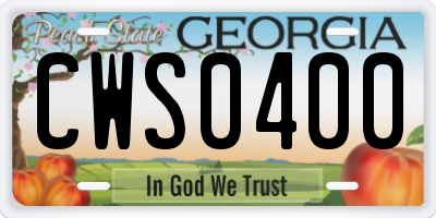 GA license plate CWS0400