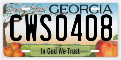 GA license plate CWS0408