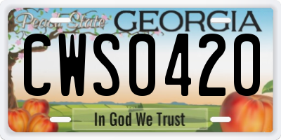 GA license plate CWS0420