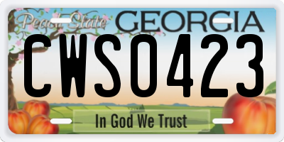 GA license plate CWS0423