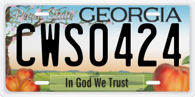 GA license plate CWS0424