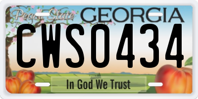 GA license plate CWS0434