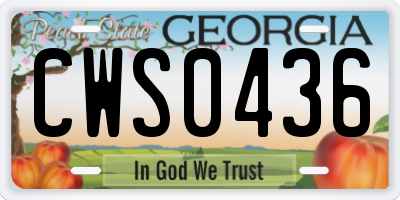 GA license plate CWS0436