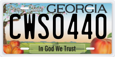 GA license plate CWS0440