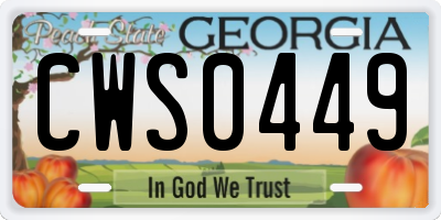 GA license plate CWS0449