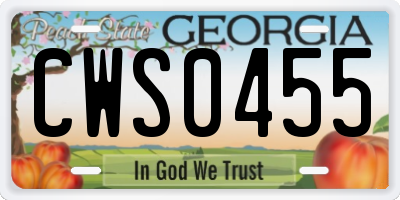 GA license plate CWS0455