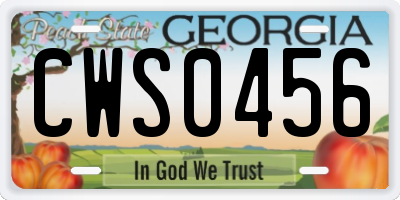 GA license plate CWS0456