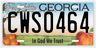 GA license plate CWS0464
