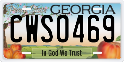 GA license plate CWS0469