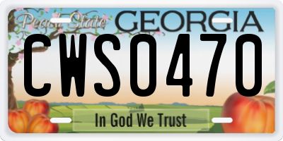 GA license plate CWS0470