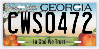 GA license plate CWS0472