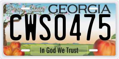 GA license plate CWS0475