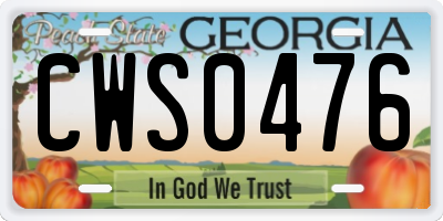 GA license plate CWS0476