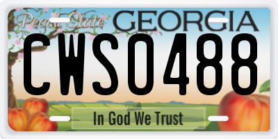 GA license plate CWS0488