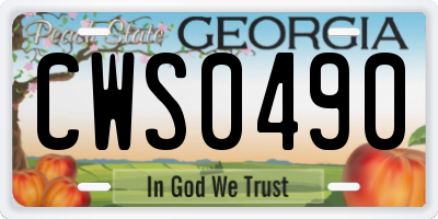 GA license plate CWS0490