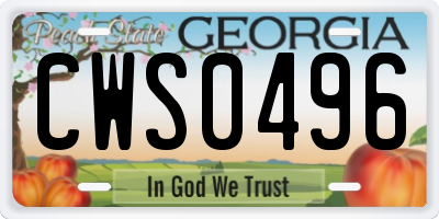GA license plate CWS0496