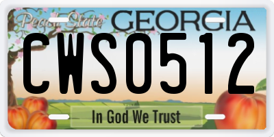 GA license plate CWS0512