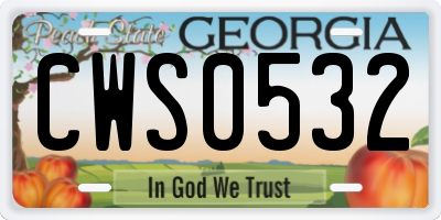 GA license plate CWS0532