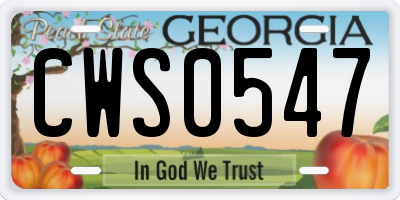 GA license plate CWS0547