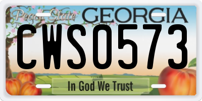GA license plate CWS0573