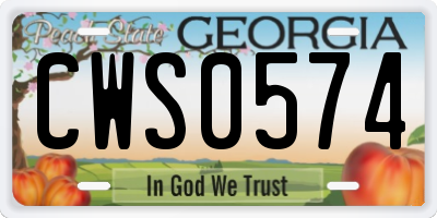 GA license plate CWS0574