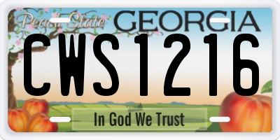 GA license plate CWS1216