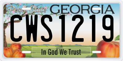GA license plate CWS1219