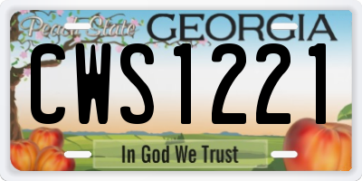 GA license plate CWS1221