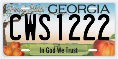 GA license plate CWS1222