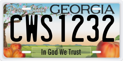 GA license plate CWS1232