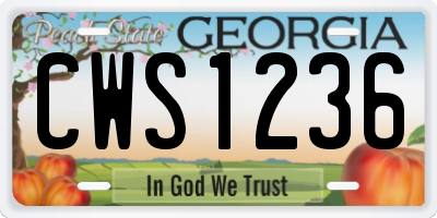 GA license plate CWS1236