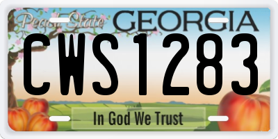GA license plate CWS1283