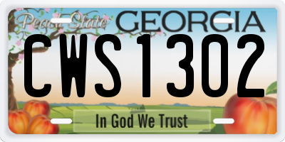 GA license plate CWS1302