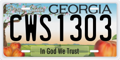 GA license plate CWS1303