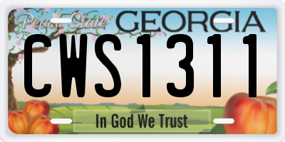 GA license plate CWS1311