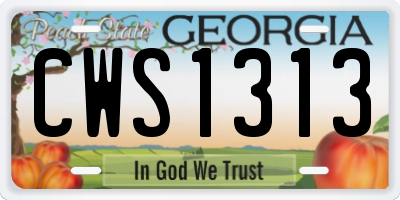 GA license plate CWS1313