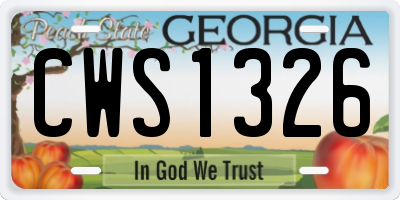 GA license plate CWS1326