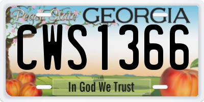 GA license plate CWS1366