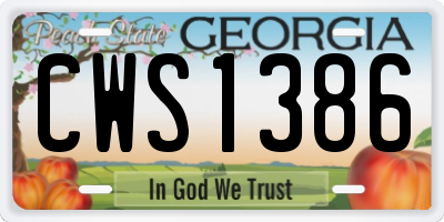 GA license plate CWS1386