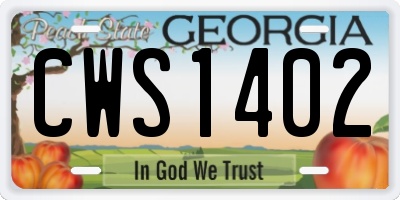 GA license plate CWS1402