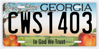 GA license plate CWS1403