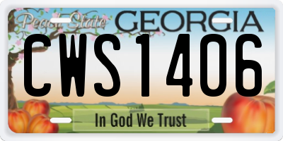 GA license plate CWS1406